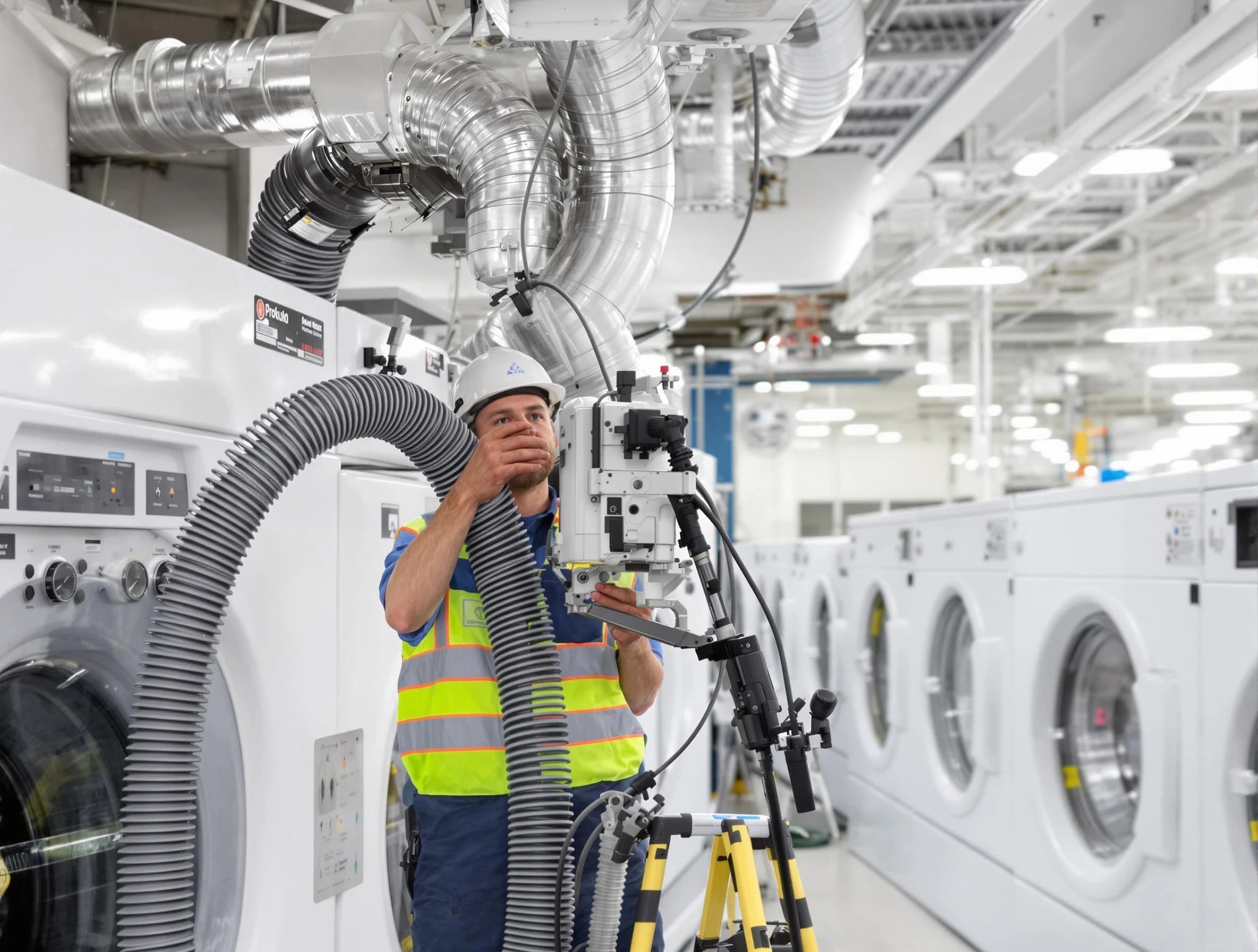 Pinson Dryer Vent Cleaning team performing commercial-grade dryer vent cleaning at a business facility in Pinson
