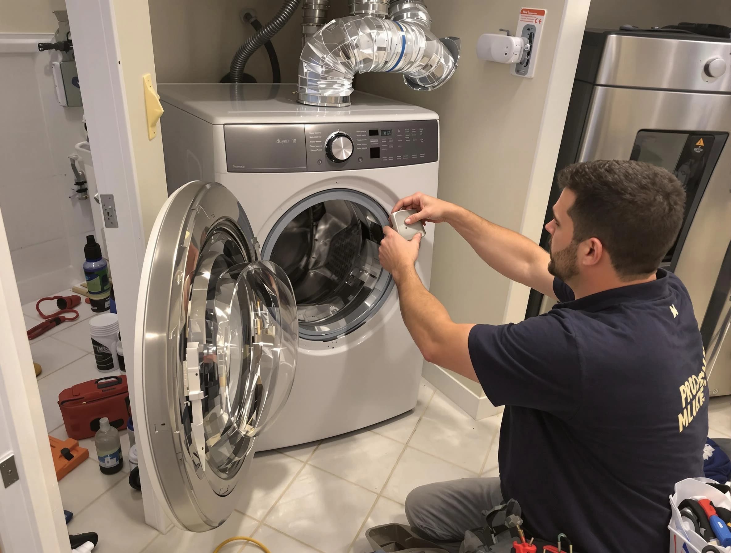 Pinson Dryer Vent Cleaning technician performing precise dryer vent hose installation in Pinson