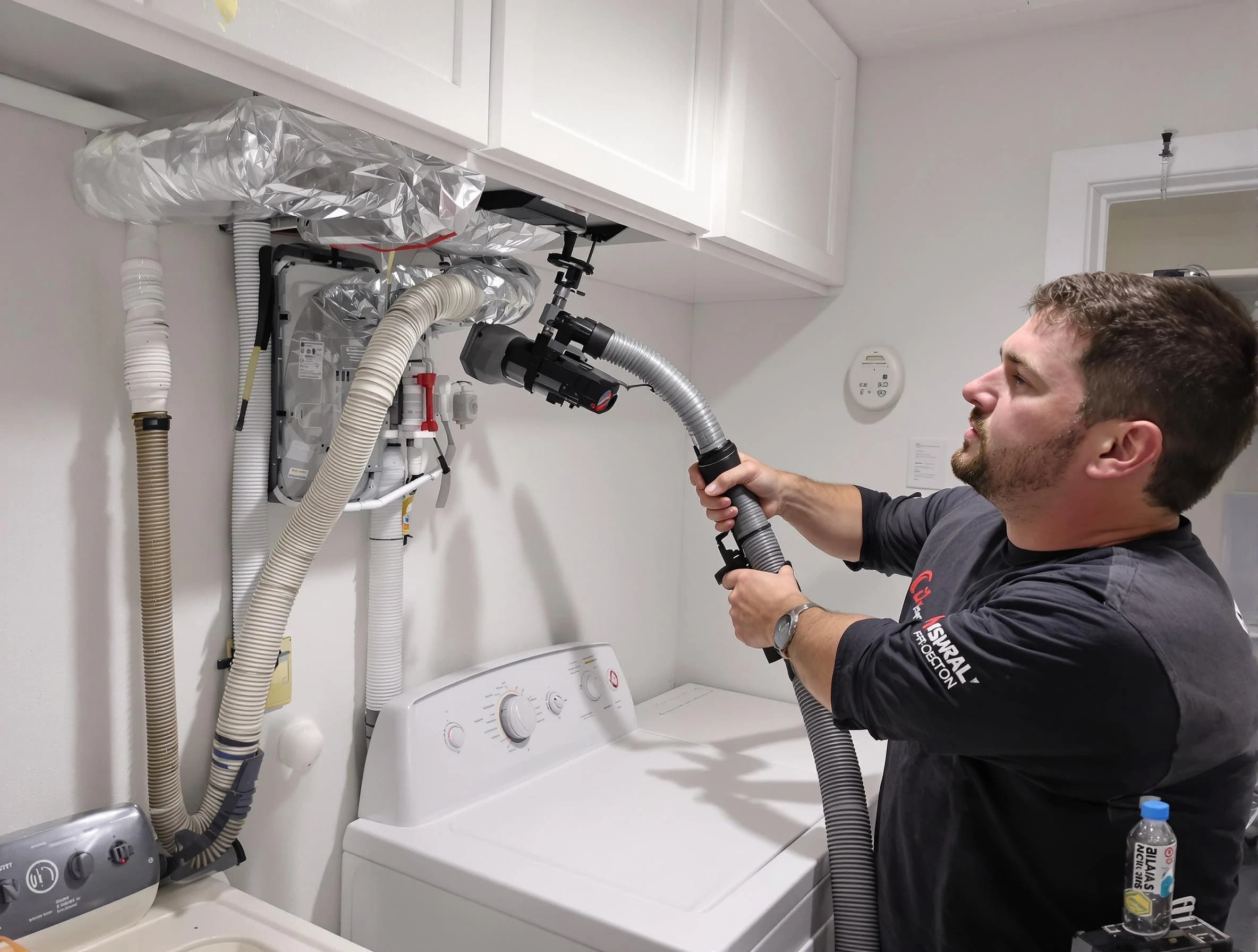 Pinson Dryer Vent Cleaning certified technician performing safety-focused gas dryer vent cleaning in Pinson